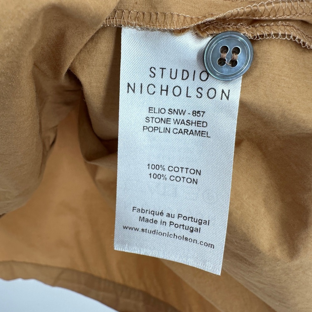 Studio Nicholson Elio Stone Washed Poplin Shirt Caramel Brown Size 3 / Womens 10 - Picture 6 of 8